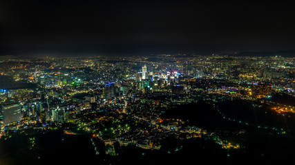 Fototapeta na wymiar Seoul at Night from Seoul N Tower