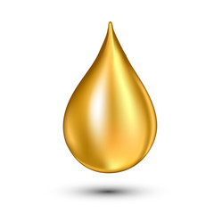 Oil drop, vector icon. Clean isolated on white. Falling .