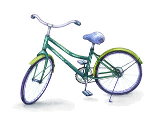 Naklejka na ściany i meble Turquoise bicycle isolated on white background