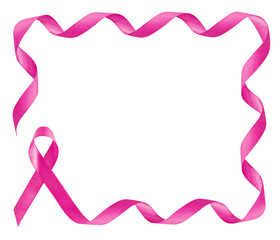 Breast Cancer Awareness Pink Ribbon frame with copy space