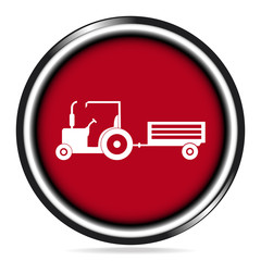 Tractor with cart icon, Agriculture tractor with cart button vector illustration