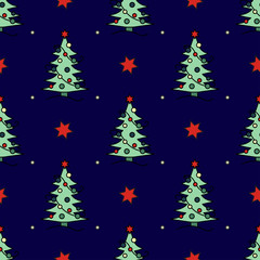 Vector seamless pattern with Christmas tree