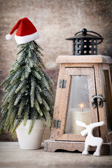 Candlestick. Christmas lantern. Cristmas decoration, greeting ca