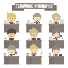 Infographic teamwork success Business on white background