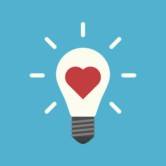 Heart inside light bulb