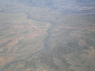 Aerial View of the australian Outback, with a big mine
