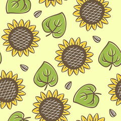 vector sunflower seamless pattern