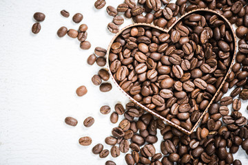 Heart shape symbol with coffee