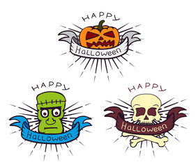 halloween symbols of pumpkin head, zombie