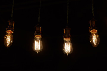 some light bulbs on black background