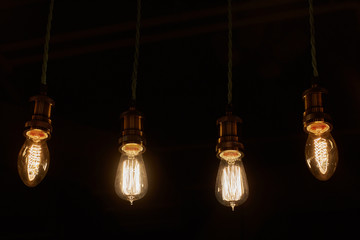 some light bulbs on black background