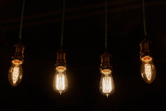 some light bulbs on black background