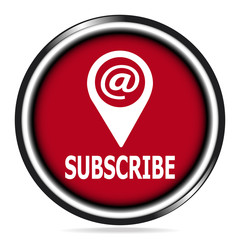 Email and subscribe text icon sign, email and pointer red button vector illustration