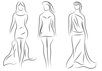 Fashion models,  sketch, beautiful sexy women silhouette