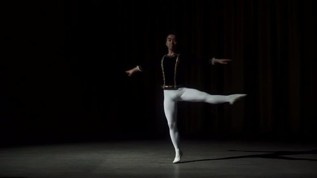 Male Dancer Performs On High Lighted Stage