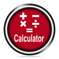 Obraz premium Calculator icon, calculator and symbol red button, badge illustration