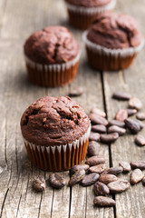 The tasty chocolate muffins.