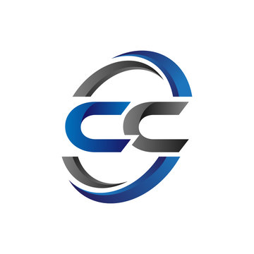 Simple Modern Initial Logo Vector Circle Swoosh cc