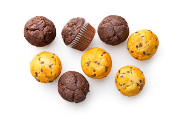 The tasty muffins with chocolate.