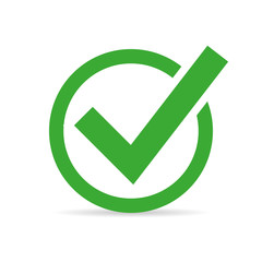 Green check mark with shadow isolated on white background © 123levit