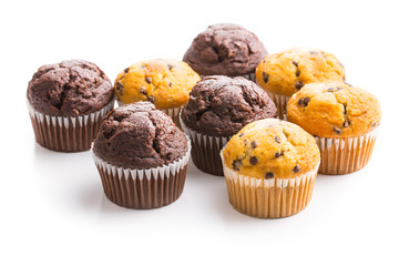 The tasty muffins with chocolate.