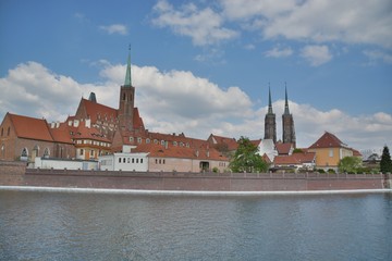 This is a view of Wroclaw city street view. May 2, 2016. Wroclaw, Poland.