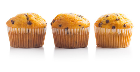 The tasty muffins with chocolate.