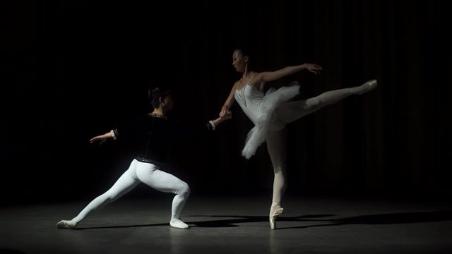 Two Young Ballet Dancers Practicing