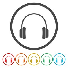 Headphones earphones with line round circle