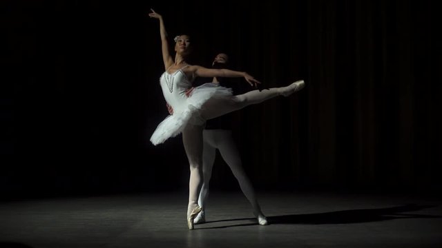 Ballet Dancers Posing On Stage