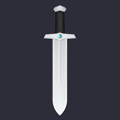 Sword with gem, elegant mediaeval blade, vector illustration