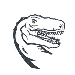 Tyrannosaurus Rex, head of T. rex outline isolated on white, grunge texture can be removed, vector illustration