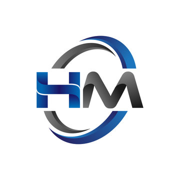 Simple Modern Initial Logo Vector Circle Swoosh hm