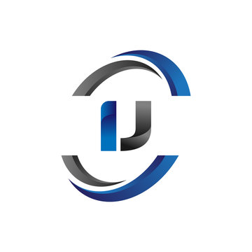Simple Modern Initial Logo Vector Circle Swoosh ij