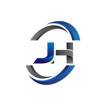 Simple Modern Initial Logo Vector Circle Swoosh jh
