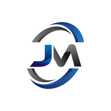 Simple Modern Initial Logo Vector Circle Swoosh jm