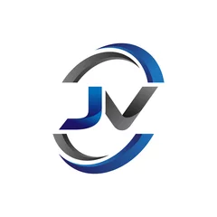 Fotobehang Simple Modern Initial Logo Vector Circle Swoosh jv © triwaw