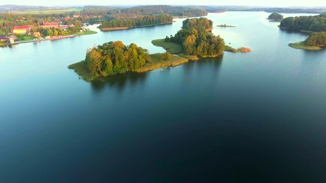 green island in blue lake