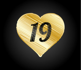 19 gold heart design