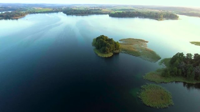 green island in blue lake