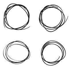 Set of Hand Drawn Scribble Circles, flat design