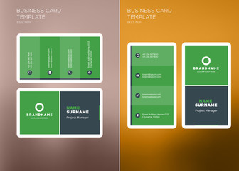 Corporate Business Card Print Template. Vertical and Horizontal Business Card Templates. Vector Illustration. Business Card Mockup