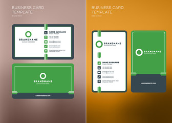 Corporate Business Card Print Template. Vertical and Horizontal Business Card Templates. Vector Illustration. Business Card Mockup