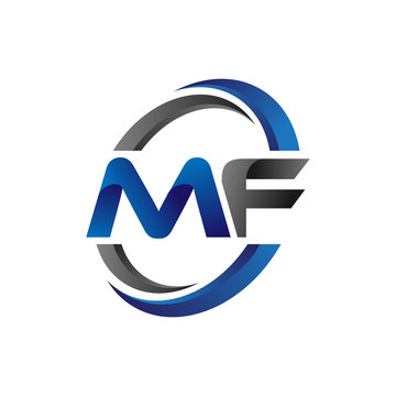 Simple Modern Initial Logo Vector Circle Swoosh mf