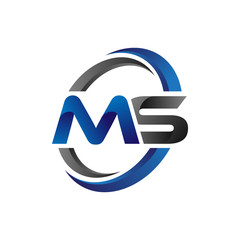 Simple Modern Initial Logo Vector Circle Swoosh ms
