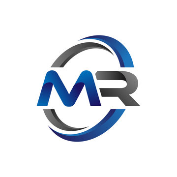 Simple Modern Initial Logo Vector Circle Swoosh mr