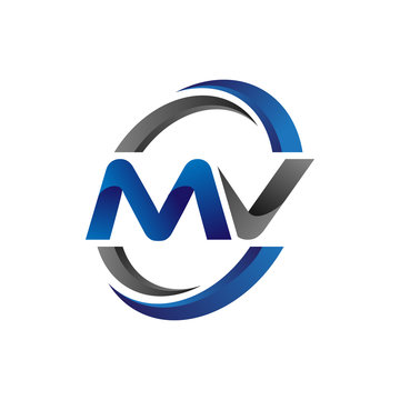 Simple Modern Initial Logo Vector Circle Swoosh mv