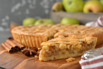 Apple pie with cinnamon