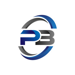Simple Modern Initial Logo Vector Circle Swoosh pb