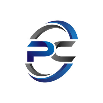 Simple Modern Initial Logo Vector Circle Swoosh pc